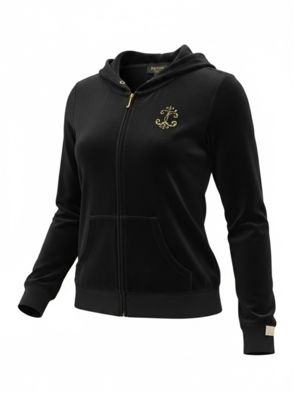 Vintage Juicy Couture Black Label Zip Hoodie with Gold Embellishments